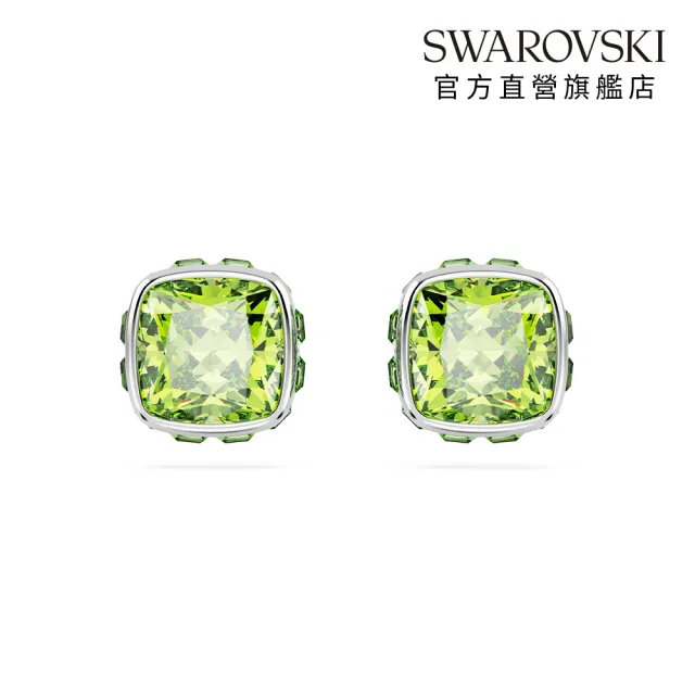 【SWAROVSKI 施華洛世奇】Birthstone 鏈墜/耳釘 方形切割 鍍白金色(24款任選_情人節禮物)