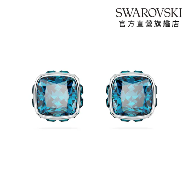 【SWAROVSKI 施華洛世奇】Birthstone 鏈墜/耳釘 方形切割 鍍白金色(24款任選_情人節禮物)