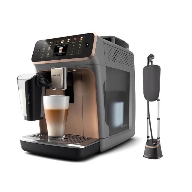 【Philips 飛利浦】直立式蒸氣掛燙機STE3170+LatteGo全自動義式咖啡機(EP5544/80)