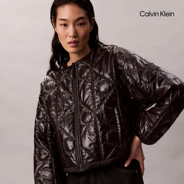 【CALVIN KLEIN】官方旗艦館CK 雙面Logo菱格外套_黑色