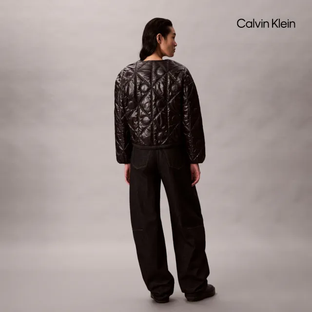 【CALVIN KLEIN】官方旗艦館CK 雙面Logo菱格外套_黑色