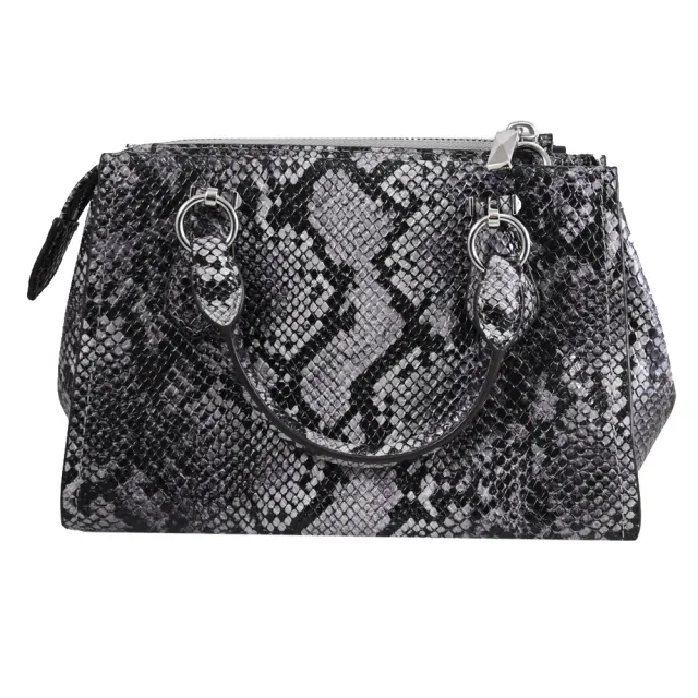 【Michael Kors】MARILYN 金屬LOGO蛇紋皮革小號手提包兩用包(深灰)