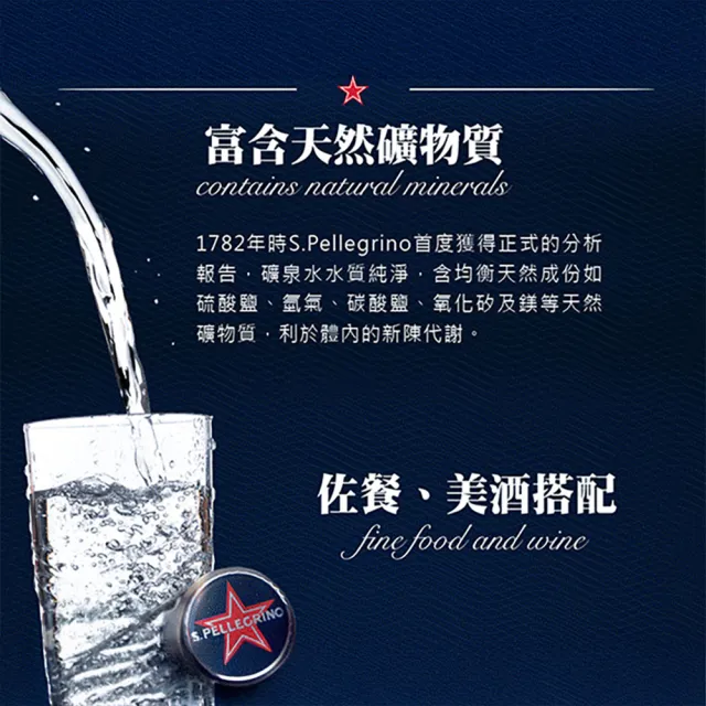 【S.Pellegrino 聖沛黎洛】天然氣泡礦泉水PET瓶500mlx24入/箱(進口氣泡水/官方直營)