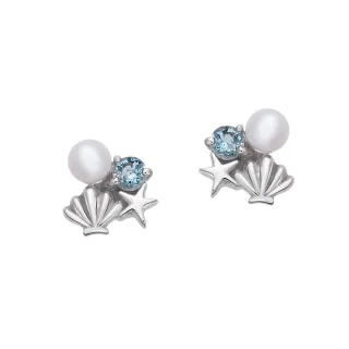 【Emperor Diamond 京華鑽石】10K金 小美人魚愛麗兒寶石珍珠耳環 迪士尼公主系列(迪士尼 小美人魚)