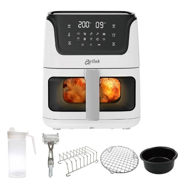 【Arlink】黑白大廚 液晶觸控 6L 透視氣炸鍋 AF-808+配件大禮包(炸鍋/氣炸鍋配件/氣炸鍋/玻璃氣炸鍋)