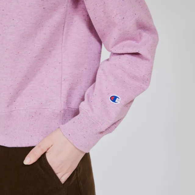 【Champion】官方直營 女款-CASUAL 寬版愛心C印花長袖大學T-粉紅色(CW-C002-110日規)