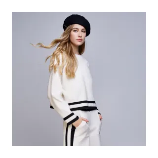 【Le Polka】簡約撞色針織上衣-女(套裝 褲裝 分開拆賣)