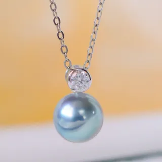 【La Corser】8-8.4mm 日本 Akoya 天然真多麻珍珠 王妃款 吊墜 強光 鑽石 18K白金項鍊