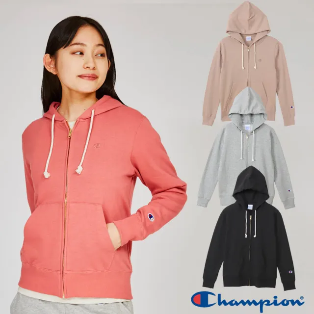 【Champion】官方直營 女款-BASIC 棉質刺繡小C標寬版連帽外套-4色(CW-A105-日規)