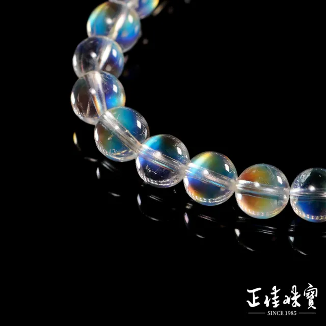 【正佳珠寶】馬島月光 蒐藏級玻璃體彩虹藍 7.8-8.3mm 馬島月光石手珠