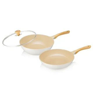 【KINYO】日本大金不沾鍋輕量鑄造雙鍋3件組(30炒+30平+30蓋)