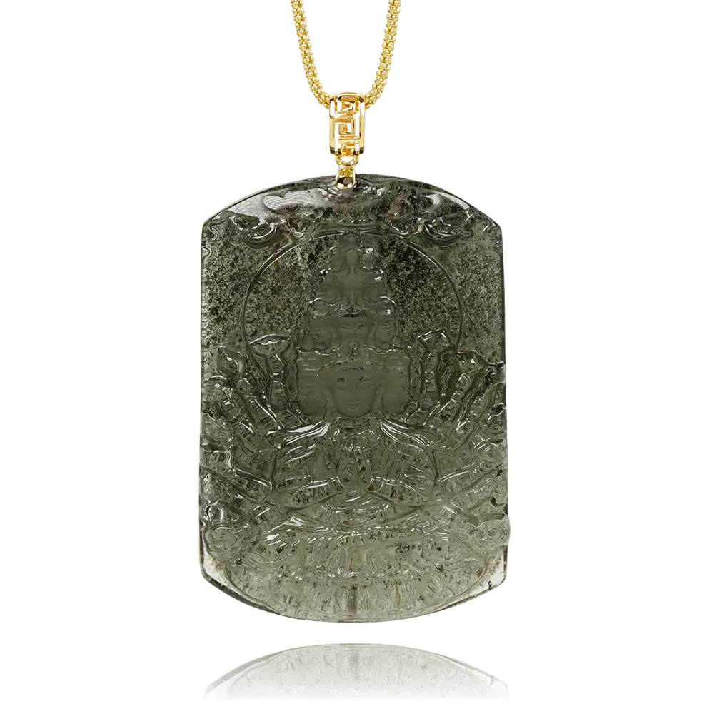 【正佳珠寶】綠幽靈 頂級滿幽 千手千眼觀世音菩薩 28g 綠幽靈吊墜｜18K