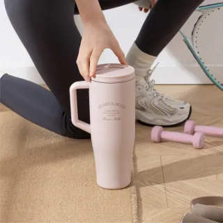【Oolab 良杯製所】輕量不鏽鋼隨行保溫手把杯1150ml(密封防漏/收納式吸管/可車用/4色任選)