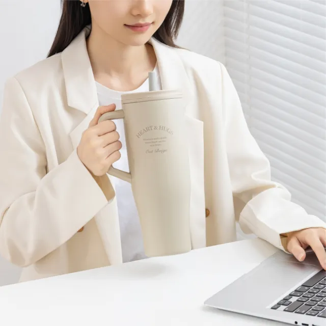 【Oolab 良杯製所】輕量不鏽鋼隨行保溫手把杯1150ml(密封防漏/收納式吸管/可車用/4色任選)