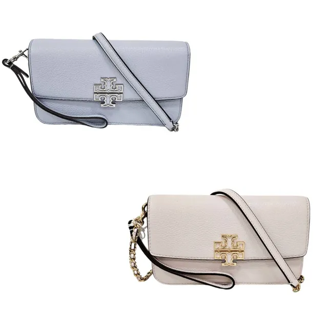 【TORY BURCH】TB Britten 簍空LOGO荔枝紋皮革鏈條WOC手拿斜背包(/贈原廠防塵袋紙袋送禮)
