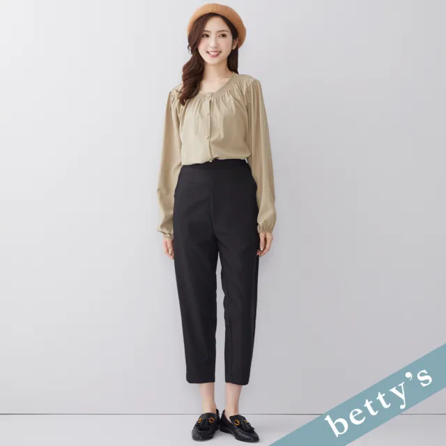 【betty’s 貝蒂思】出清品  腰頭剪裁百搭休閒長褲(黑色)