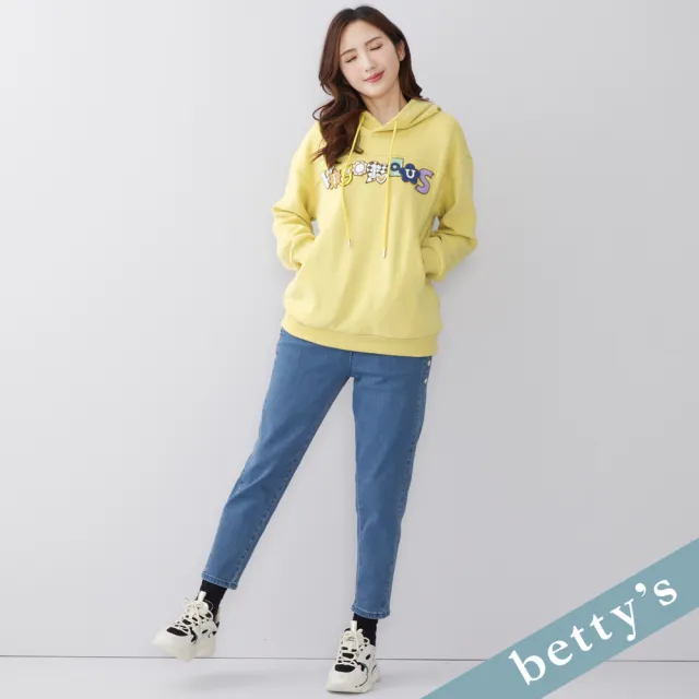 【betty’s 貝蒂思】出清品  字母拼貼內刷毛連帽T-shirt(黃色)