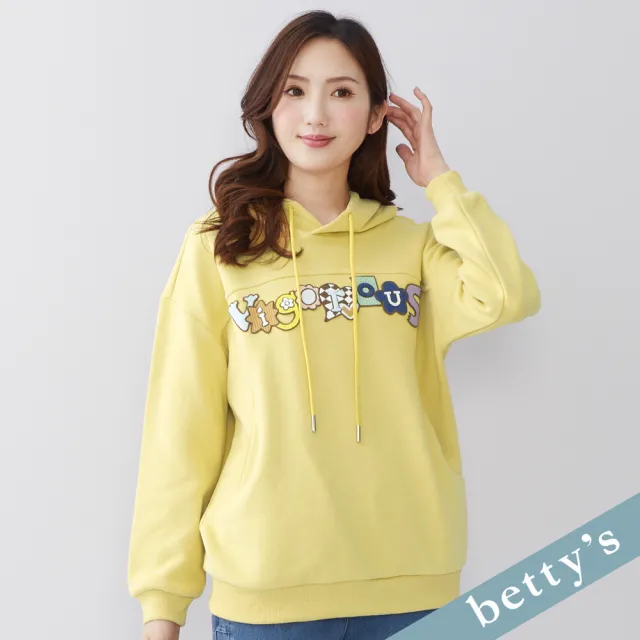 【betty’s 貝蒂思】出清品 字母拼貼內刷毛連帽T-shirt(黃色)