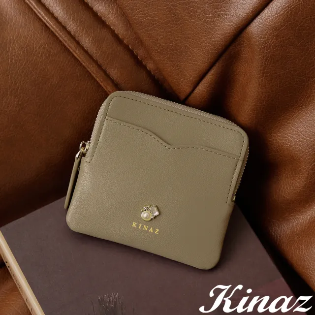 【KINAZ】奶油寶石ㄇ型拉鍊薄型卡片零錢包-甜檸奶綠-奶油寶石系列