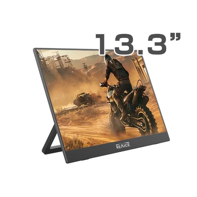 REAICE 13.3吋 IPS 平面顯示器，提供 2560x1600 高解析度與 16:10 螢幕比例，適合辦公與娛樂使用。支援 Type-C、HDMI、USB 3.0 介面，60Hz 更新率確保流暢畫質，無觸控設計簡潔實用。尺寸小巧（18型以下），1年保固，配件包含 TYPE-C 傳輸線、HDMI to mini HD 線、USB-A to TYPE-C 供電線及使用說明書。完美外接筆電或行動裝置，提升生產力！