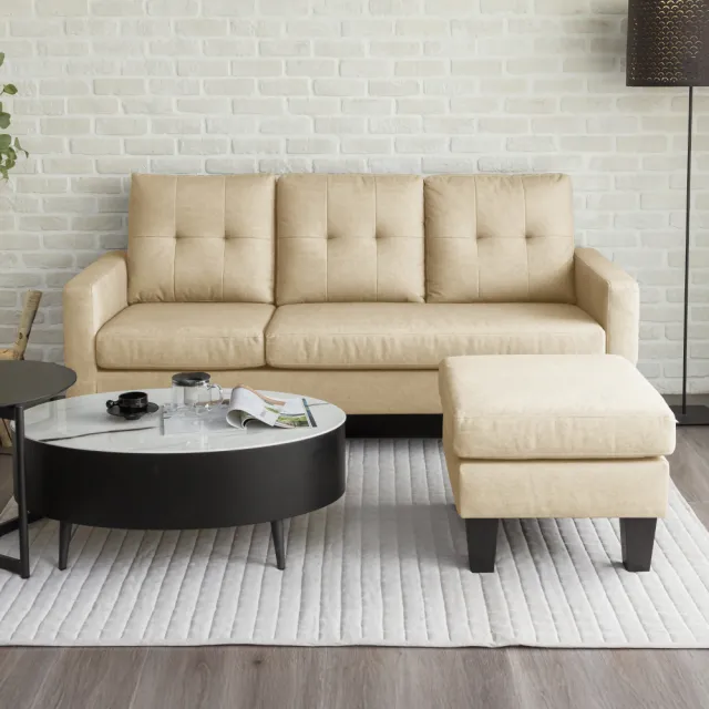 【H&D 東稻家居】3人科倫多耐磨貓抓布活動L型沙發 187x131x90 MO獨家(DIY 附側邊收納袋 防潑 靠背可拆)