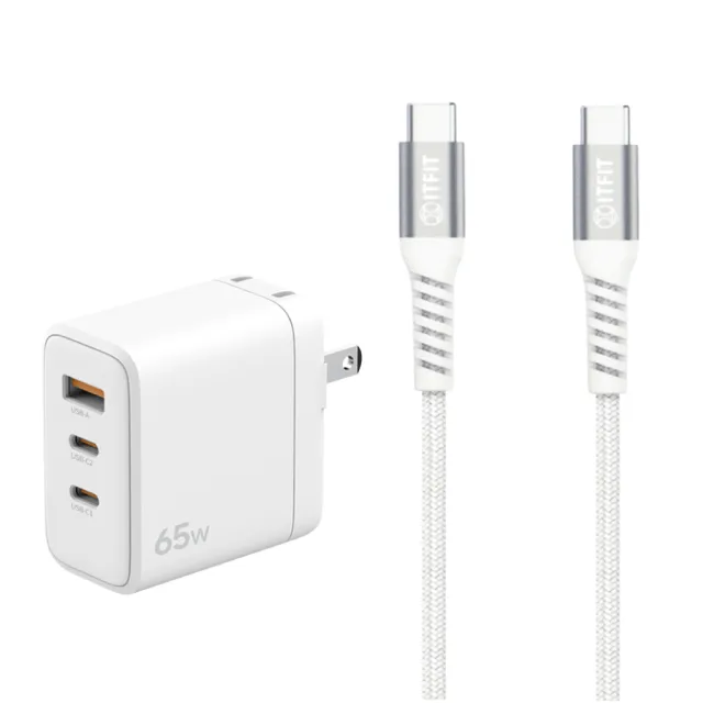 【Samsung 三星】原廠 ITFIT 65W GaN三孔+100W 5A 雙Type-C 快充組(ITFITPW17)