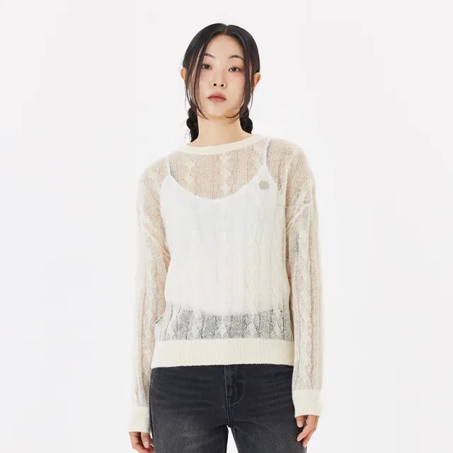 【Mark Gonzales】女裝 CLUV 短版薄 針織衫 - 米白色