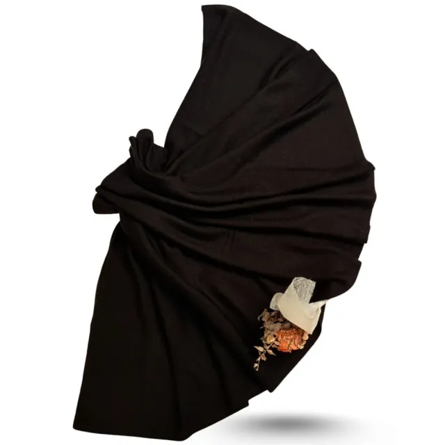 【iTa.a】交換禮物 100%美麗諾Merino羊毛針織圍巾/披肩禮盒-黑(天然．透氣．溫暖．防臭．環保．柔膚觸感)