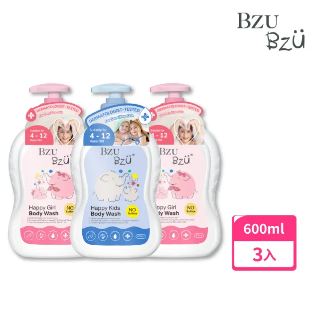 【BZU BZU】兒童沐浴乳 600ml*3入(清爽控油/保濕水潤 任選)
