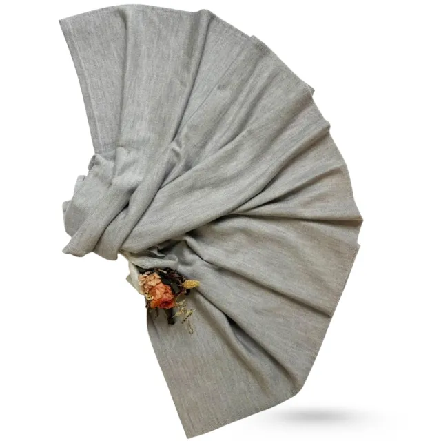 【iTa.a】交換禮物 100%美麗諾Merino羊毛針織圍巾/披肩禮盒-淺灰(天然．透氣．溫暖．防臭．環保．柔膚觸感