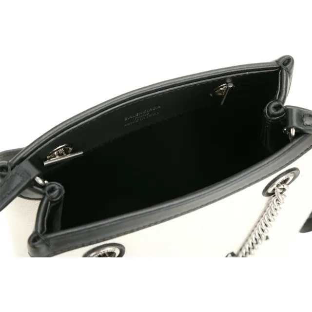 【Balenciaga 巴黎世家】Duty Free 字母帆布鍊帶手提 斜背托特包-米白(托特包 手提包 兩用包)