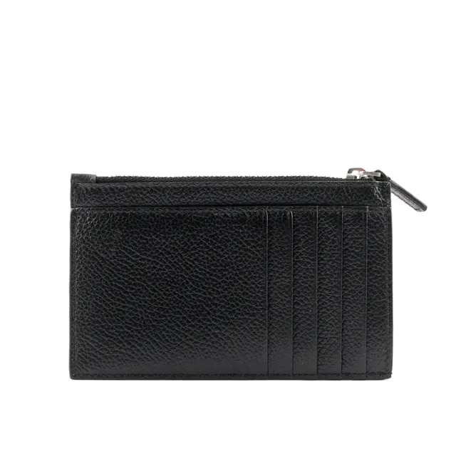 【Balenciaga 巴黎世家】經典Logo牛皮拉鍊零錢/卡夾包(黑色)