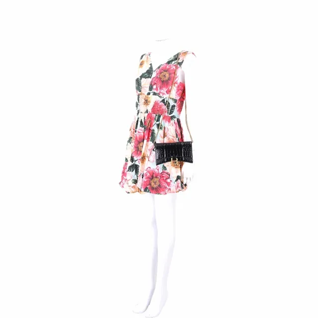 【Balenciaga 巴黎世家】Hourglass B字鱷魚紋壓花牛皮鍊帶斜背沙漏包-黑色(手提包 斜背包 肩背包)