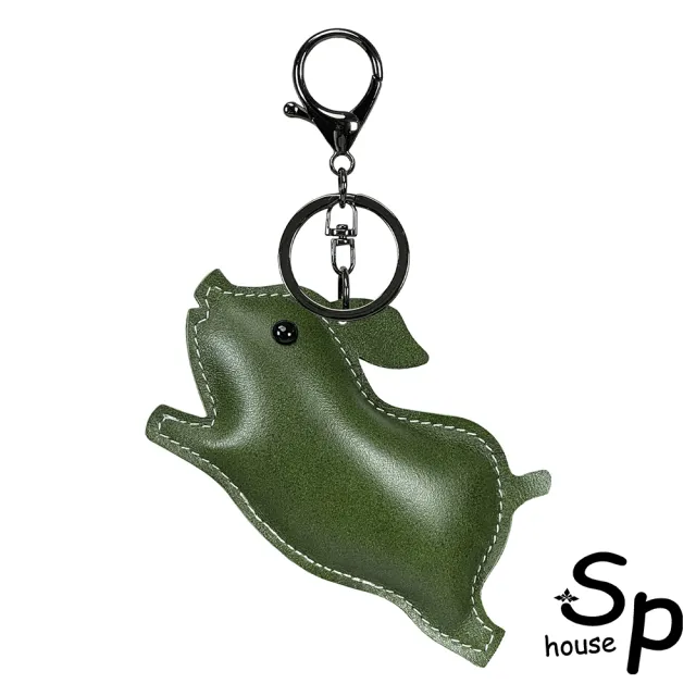 【Sp house】雙11 活力迷你豬動物時尚百搭吊飾真皮鑰匙圈(6色可選)
