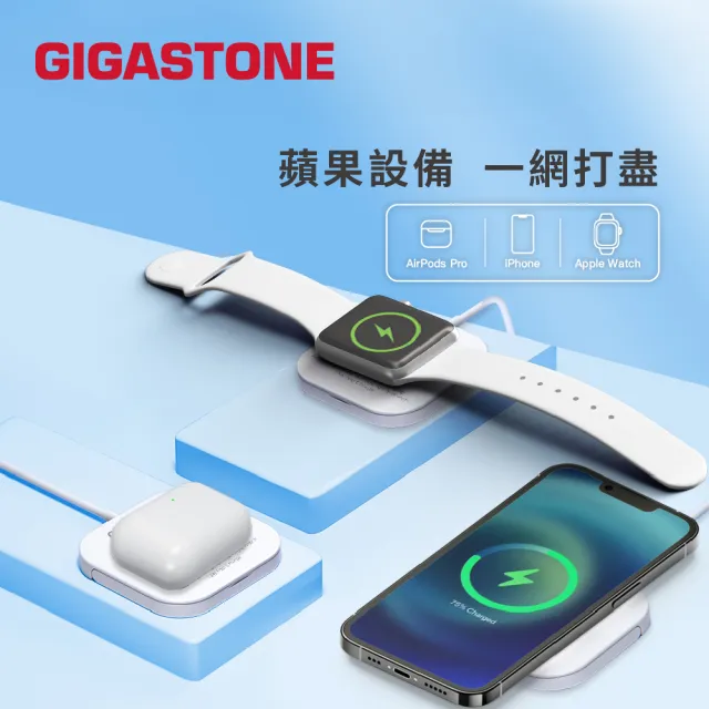 【Gigastone 立達國際】2入組 WP-5320W 15W多合一磁吸無線充電盤 (MagSafe/iPhone17/蘋果耳機)