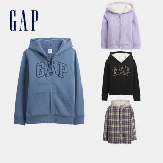 【GAP】男女幼童裝 Logo刺繡/印花刷毛連帽外套-多款任選(789861&789837&790006&822237)