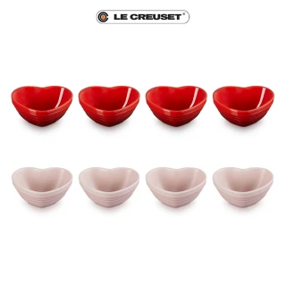 【Le Creuset】瓷器迷你愛心杯 4入(櫻桃紅/甜心粉 2色選1)