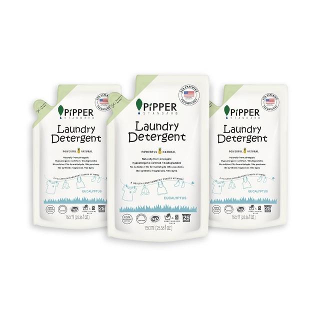 【PiPPER STANDARD 沛柏】沛柏鳳梨酵素洗衣精補充包 750mlx3(檸檬草/尤加利)