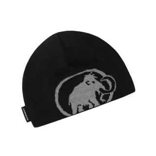 【Mammut 長毛象】Tweak Beanie 保暖針織LOGO豆豆帽 黑/鋼鐵灰 #1191-01352