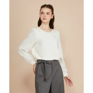 【SCOTTISH HOUSE】珍珠領網紗長袖上衣-白/米白 CIWB1380