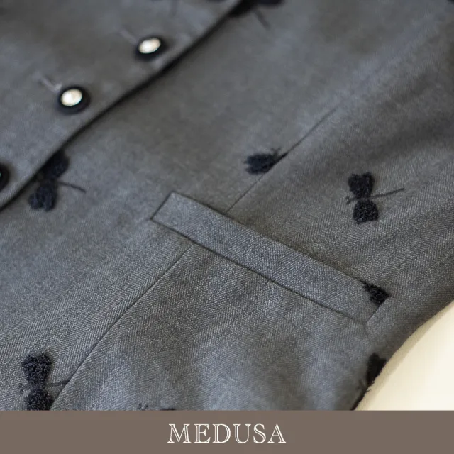 【MEDUSA 曼度莎】現貨-造型毛織蜻蜓西裝背心外套（M-XL）｜女西裝背心 正裝背心 上班穿搭(701-1030A)