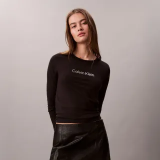 【CALVIN KLEIN】官方旗艦館CK 經典標誌修身 T 恤_黑色