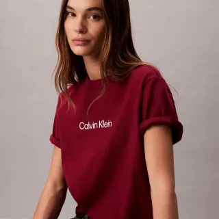 【CALVIN KLEIN】官方旗艦館CK 經典標誌寬鬆圓領 T 恤_紅色