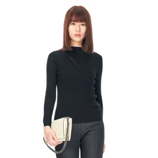 【KeyWear 奇威名品】字母V字透膚立領針織毛衣(共3色)