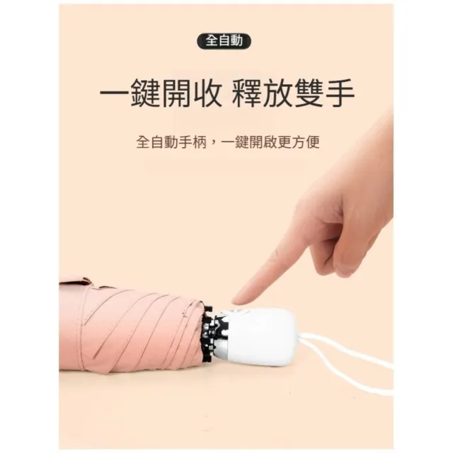 【TWBUY 台灣好購】五折迷你自動傘 折疊黑膠晴雨傘 兩用迷你便攜(小巧晴雨二用自動折傘)