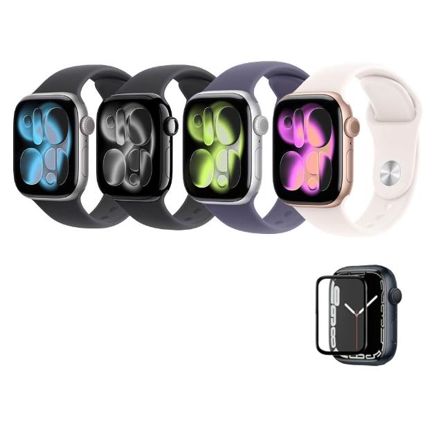 鋼化保貼組【Apple】Apple Watch Series 11 GPS+行動網路 46mm(鋁金屬錶殼搭配運動型錶帶)