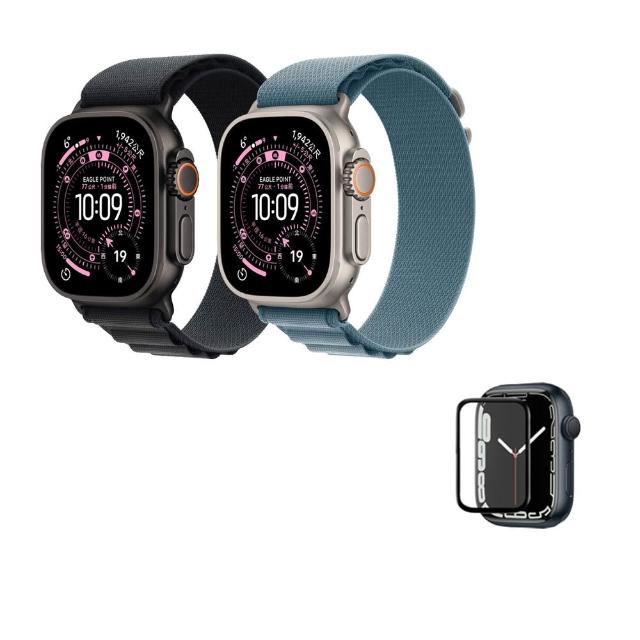 鋼化保貼組【Apple】Apple Watch Ultra 3 GPS+行動網路 49mm(鈦金屬錶殼搭配高山錶環)