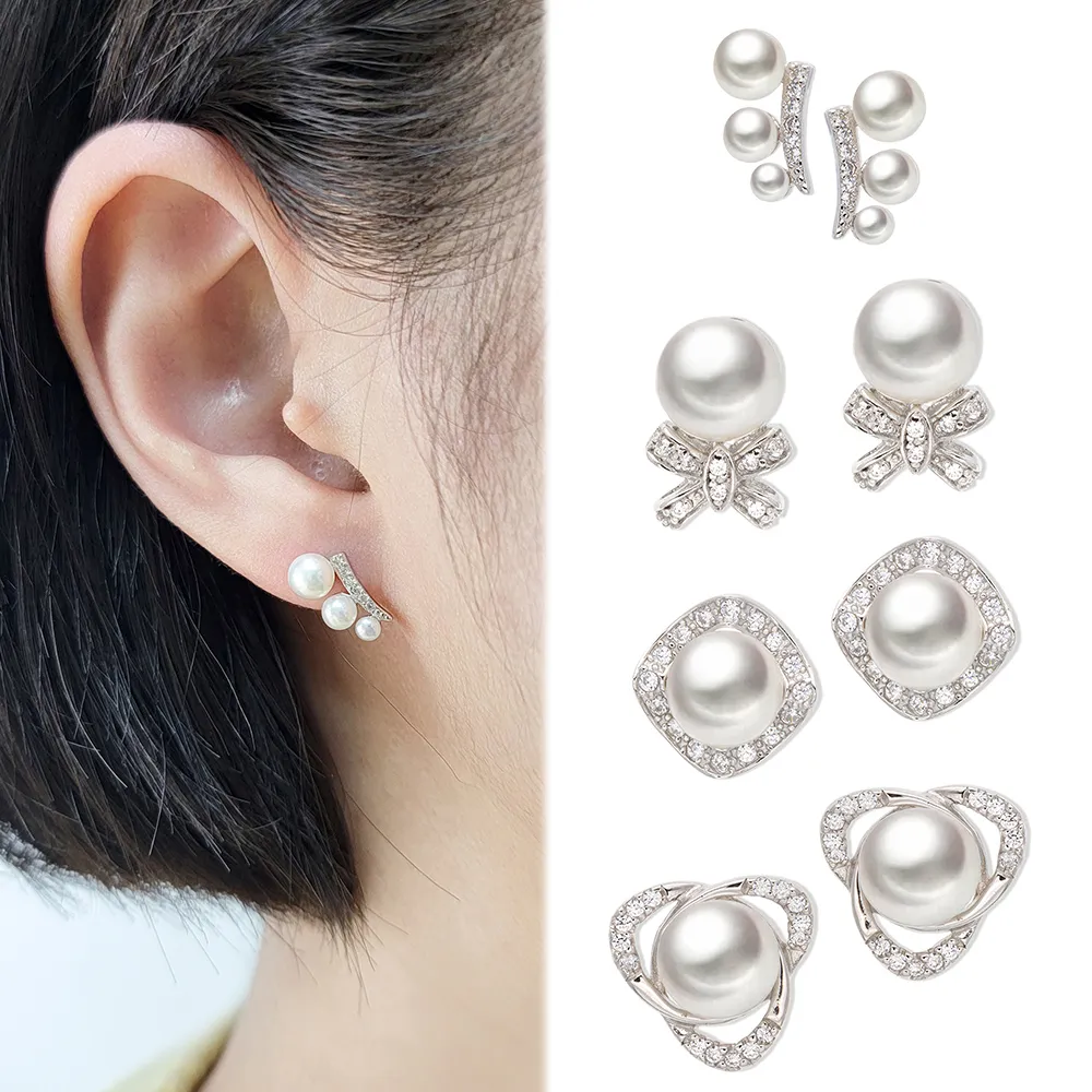 【JR.L金瑞利珠寶】年終慶 天然珍珠 2.5-8MM 純銀925珍珠耳環(貼耳式系列C)