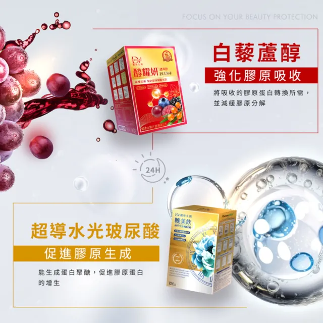 【DV 麗彤生醫】日夜美麗40天雙效組-醇耀妍濃萃飲x4盒+晚美飲x4盒(10包/盒;抗氧防護;好眠水潤;GABA)