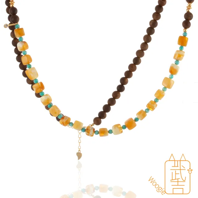 【Woogie武吉珠寶】琥珀蜜蠟妖花老蜜蠟設計項鍊(沉香5-6mm)